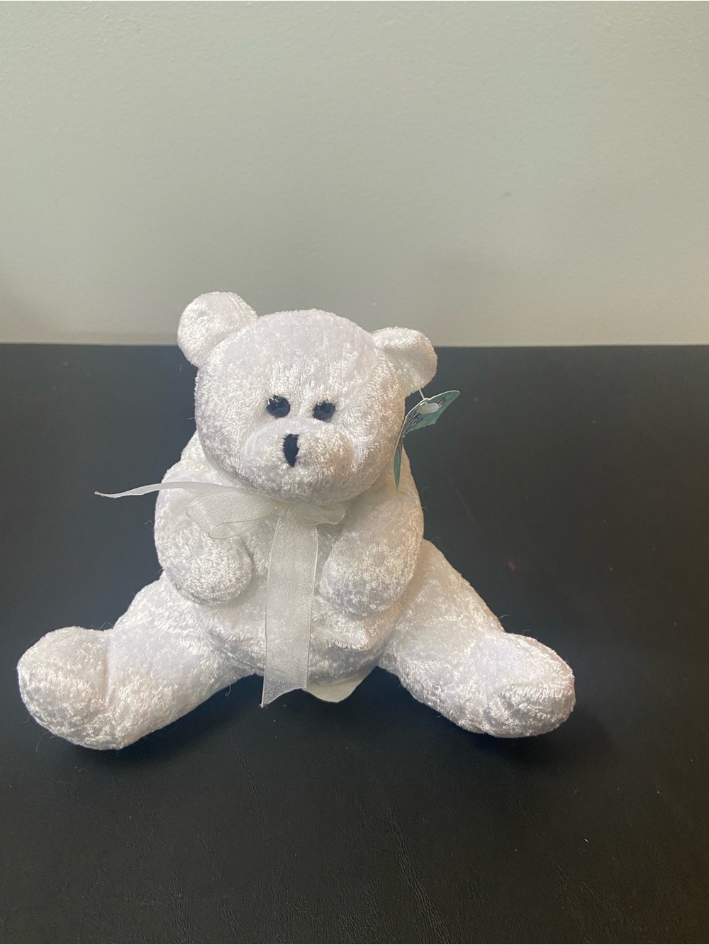 White Plush Teddy Bear with Sheer Ribbon